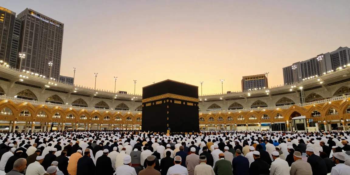 Umroh ramadhan journey in Mecca, vibrant atmosphere, sacred pilgrimage, travel experience, faith and devotion.